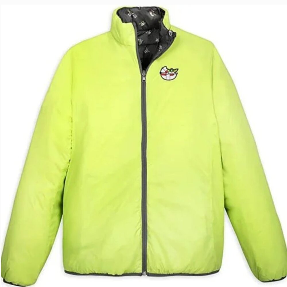 Star Wars Grogu Mandalorian Reversible Puffer Jacket Black Green Kids XL